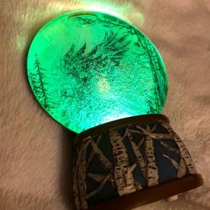Multicolored LED Birch Eagle Snow Globe